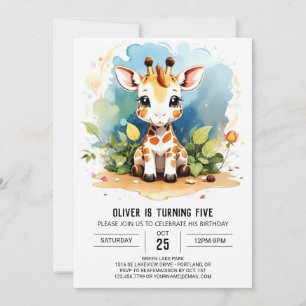 Wild One Giraffe Birthday invitation