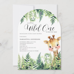 Wild One Giraffe Gender Neutral Baby Shower  Invitation