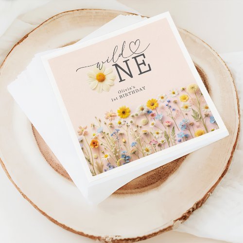 Wild One Girl 1st Birthday Wildflower Napkins