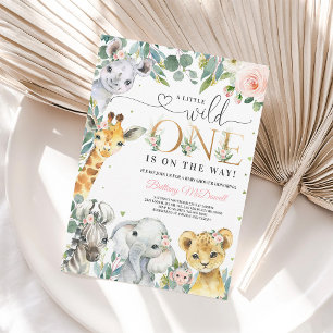 Wild One Girl Jungle Safari Baby Shower Invitatio Invitation