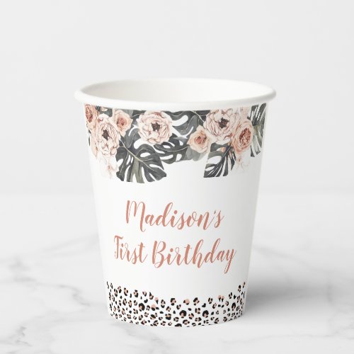 Wild One Girl Leopard Print Birthday Paper Cup