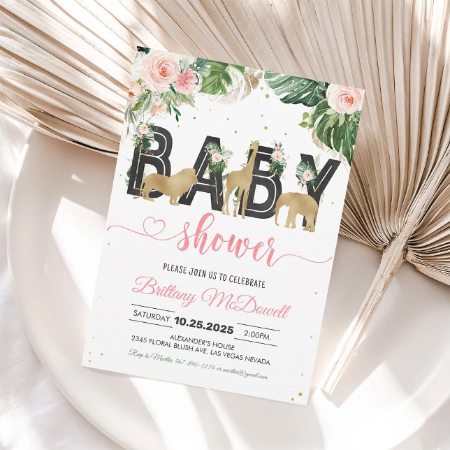 Wild One Girl Safari Baby Shower Invitation (Creator Uploaded)