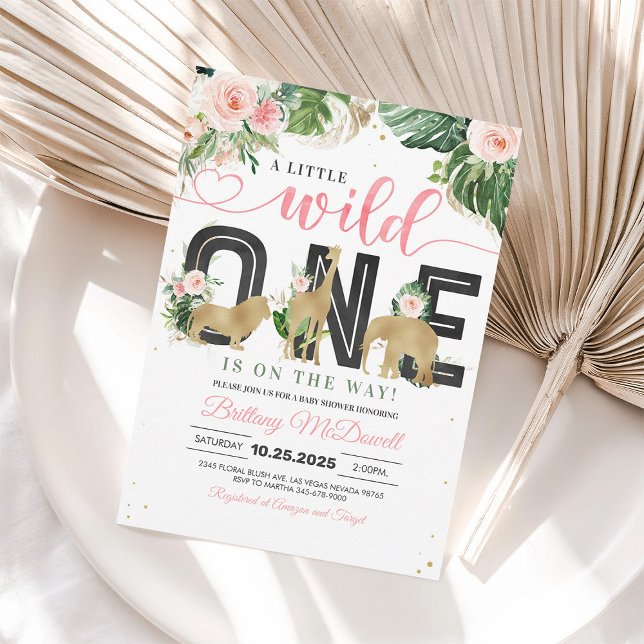 Wild One Girl Safari Baby Shower Invitation (Creator Uploaded)