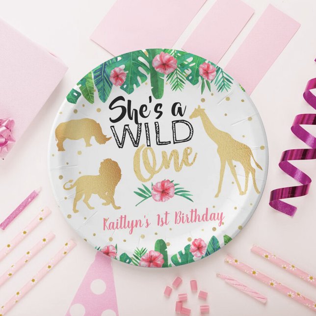 Wild One Girls First Birthday Party Paper Plates (Creator Uploaded)
