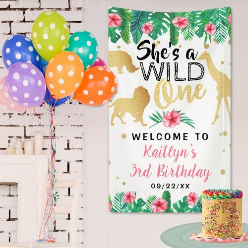 Wild One Girls First Birthday Party Welcome Banner