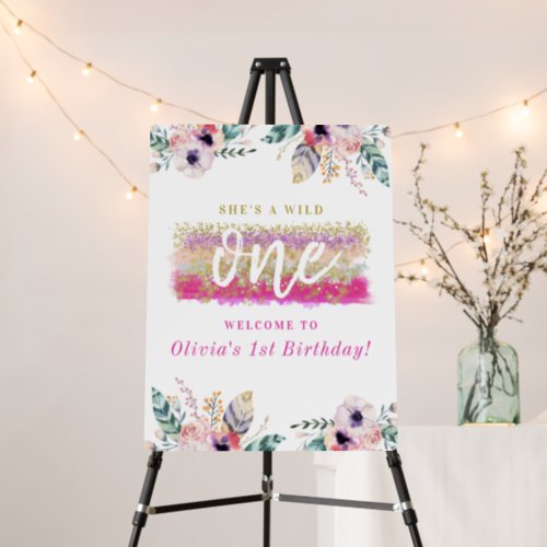 Wild One Girls First Birthday Party Welcome Sign