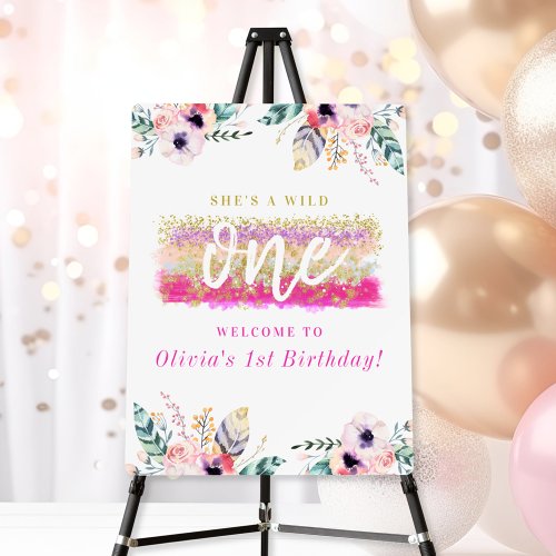 Wild One Girls First Birthday Party Welcome Sign