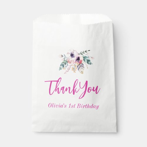 Wild One Girls First Birthday Thank You Favor Bag