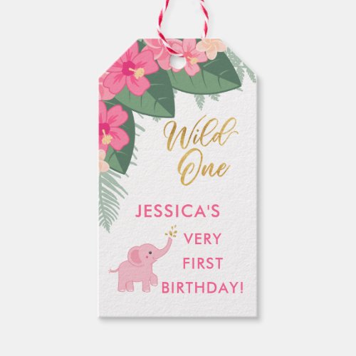 Wild one _ Girls first safari themed birthday Gift Tags