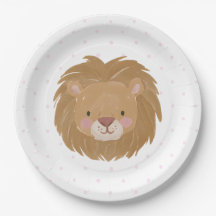 Wild One Girls Safari Lion Pink Polkadot