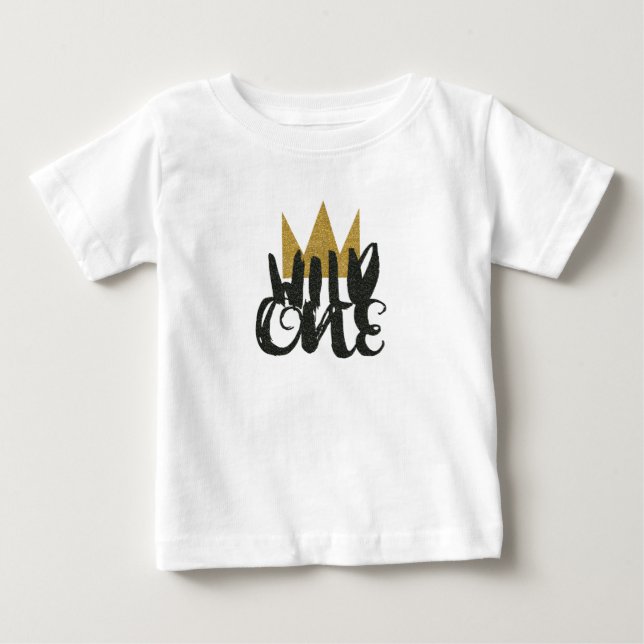 WILD ONE Glitter Crown1 1st Birthday Party Baby Baby T-Shirt (Front)