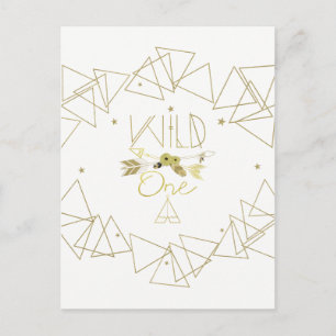 Wild One Gold Geometric Triangles Modern Save Date Announcement Postcard