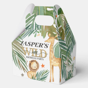 🎉🌿 Wild One Gold Green Birthday Favor Boxes