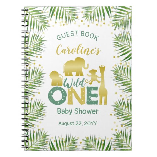 Wild One Gold Safari Baby Shower Guest Book