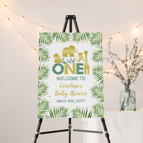 Wild One Gold Safari Baby Shower Welcome Sign