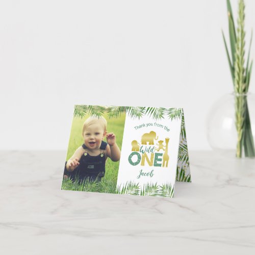 Wild One Gold Safari Birthday Thank You Card