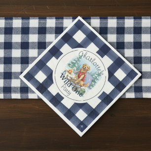 Wild One Golden Retriever 1st Birthday Gingham  Napkins