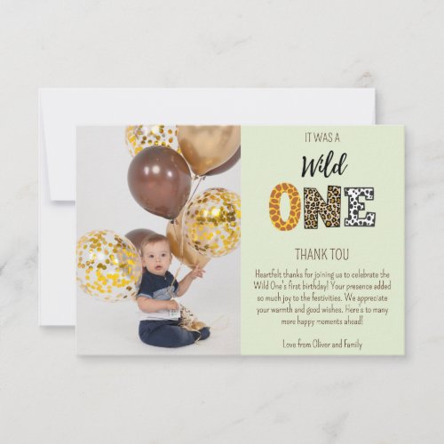 Wild One Green photo script Thank You Card