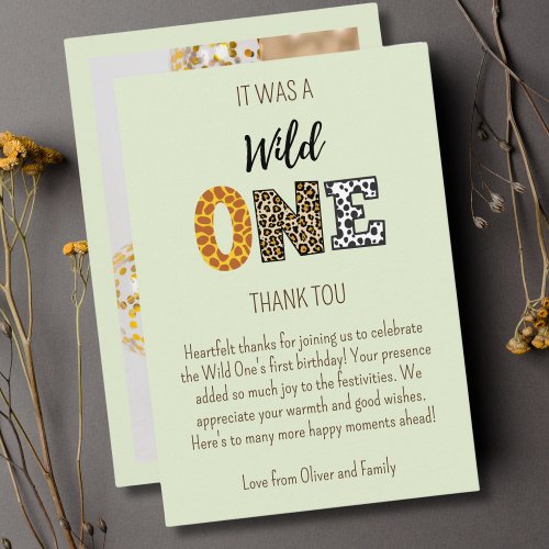 Wild One Green photo script Thank You Card