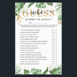 Wild One 'Guess Who' Baby Shower Game Flyer<br><div class="desc">Designed to coordinate with our bestselling Wild One Safari Jungle Baby shower invitations. This cute baby shower 'Guess Who' Mommy or Daddy game features watercolor tropical greenery with faux gold botanical foliage and an elegant template. Every question can be edited, so if you want to change them you can! All...</div>