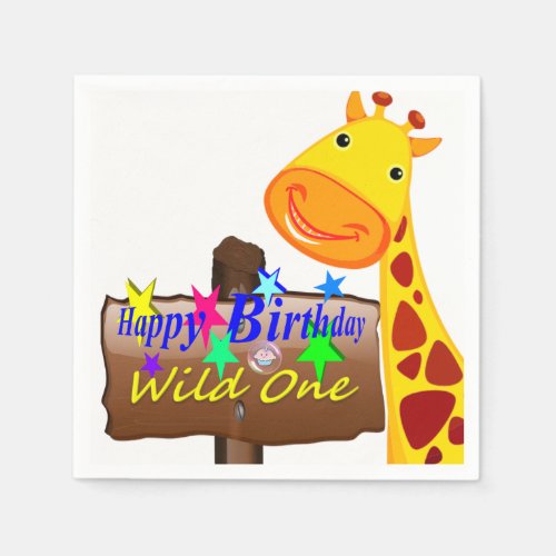 Wild One Happy Birthday Paper Napkins