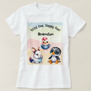 Wild One Happy Fun Woodland Animals Watercolor T-Shirt