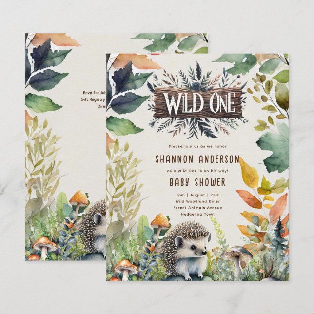 Wild One Hedgehog Baby Woodland Animals (Front/Back)