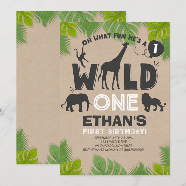 Wild One Invitation Boy Wild One Birthday Party (Front/Back)