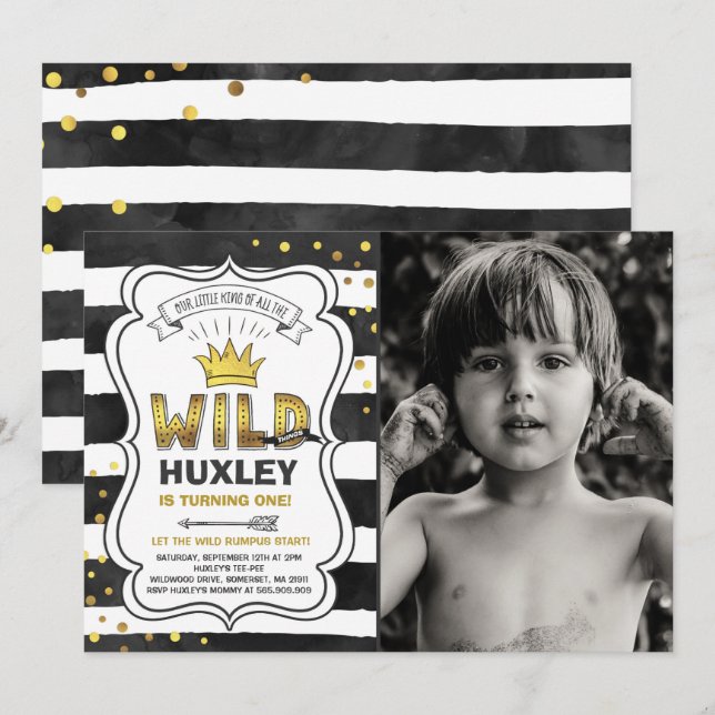 Wild One Invitation Boy Wild Thing Birthday Party (Front/Back)