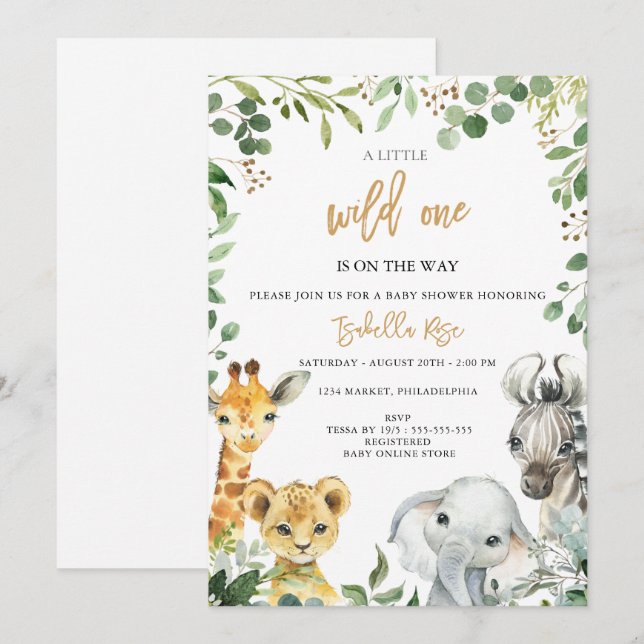 Wild One is on the Way Baby Shower Invitation (Front/Back)