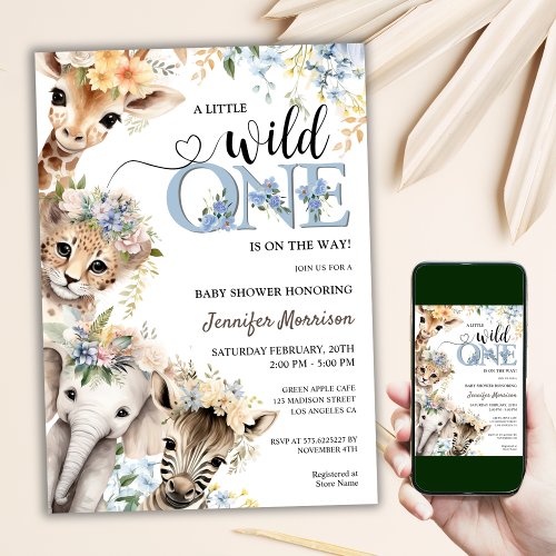 Wild One Is on the Way  Boy Safari Baby Shower  Invitation