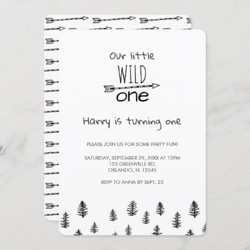 Wild One is Turning One Adventure Birthday Invitation