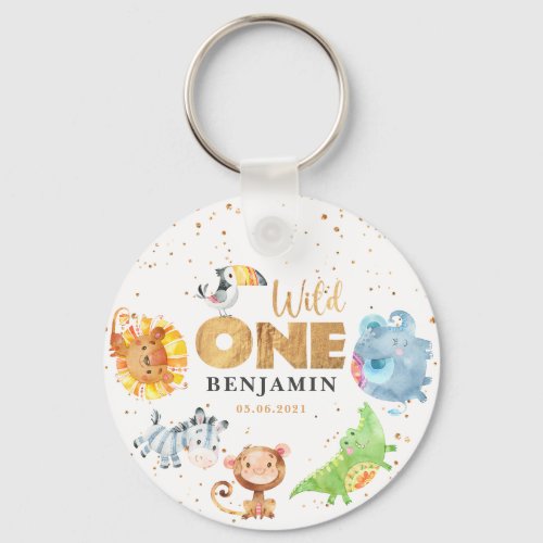 Wild One Jungle 1st Birthday Keychain