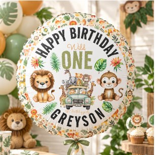 Wild One Jungle Adventure 1st Birthday Balloon