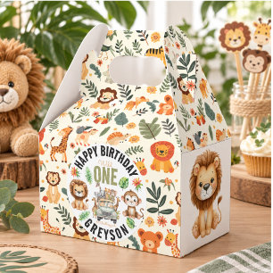 Wild One Jungle Adventure 1st Birthday Favor Boxes