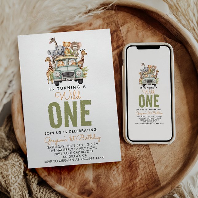 Wild One Jungle Adventure 1st Birthday Invitation (Creator Uploaded)
