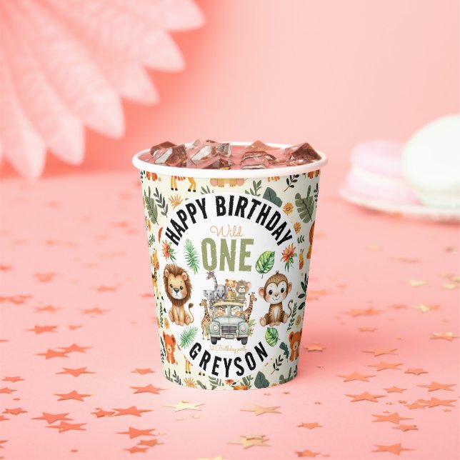 Wild One Jungle Adventure 1st Birthday Paper Cups (Insitu)