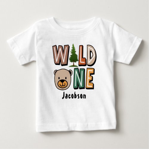 Wild One Jungle Animal 1st Birthday Baby T_Shirt