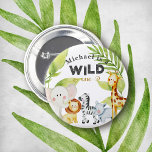 Wild One Jungle Animal Birthday Button<br><div class="desc">This button features a cute illustration of jungle animals. The words "Wild One" are written across the button with the child's name.</div>