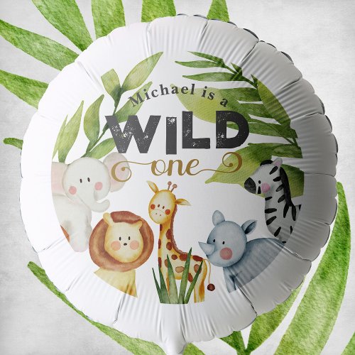 Wild One Jungle Animal Birthday Invitation Balloon
