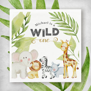Wild One Jungle Animal Birthday Napkins