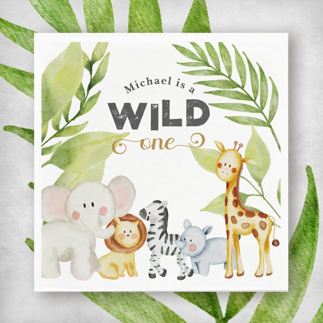 Wild One Jungle Animal Birthday Napkins (Creator Uploaded)