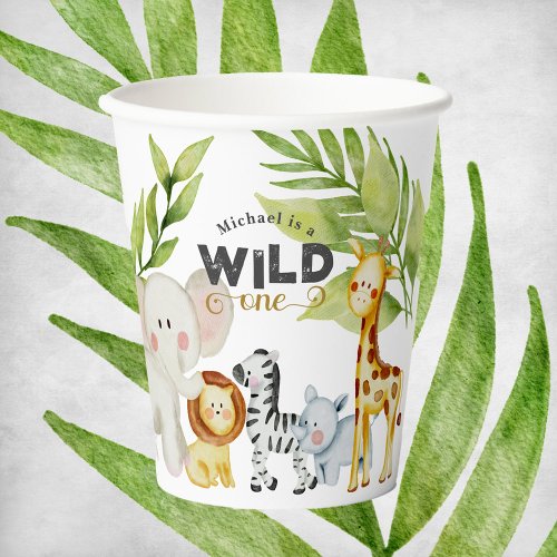 Wild One Jungle Animal Birthday Paper Cups