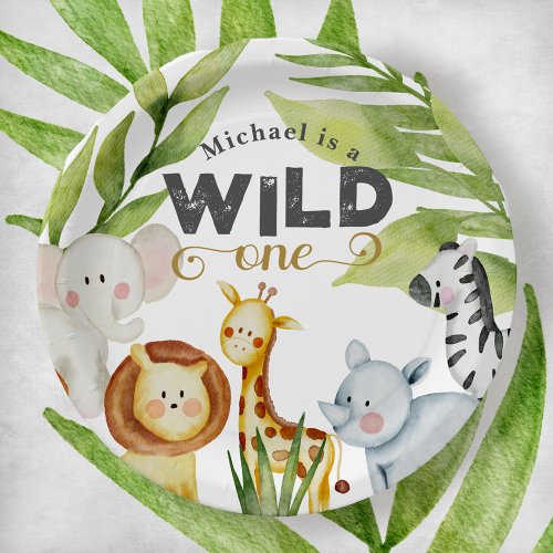 Wild One Jungle Animal Birthday Paper Plates