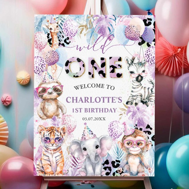 Wild One Jungle Animal Safari 1st Birthday Welcome Foam Board (Creator Uploaded)