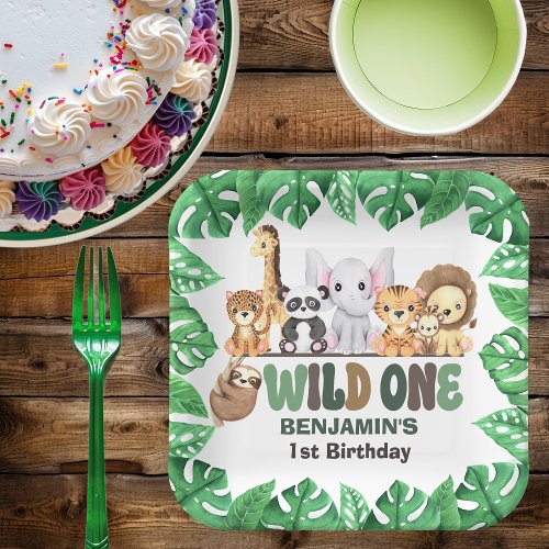 Wild One Jungle Animals 1st Birthday Paper Plates