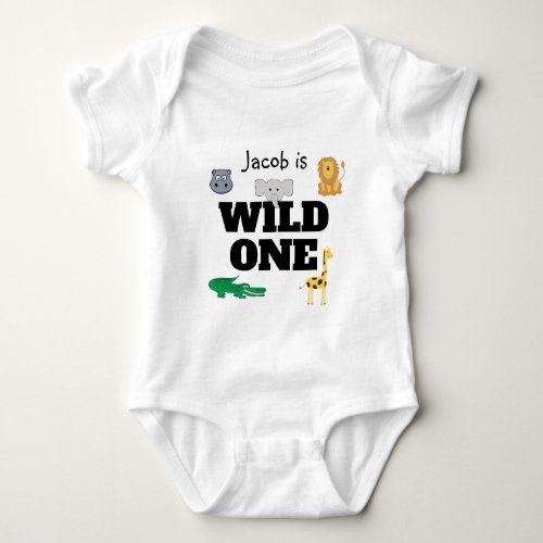 Wild One Jungle Animals Baby Bodysuit