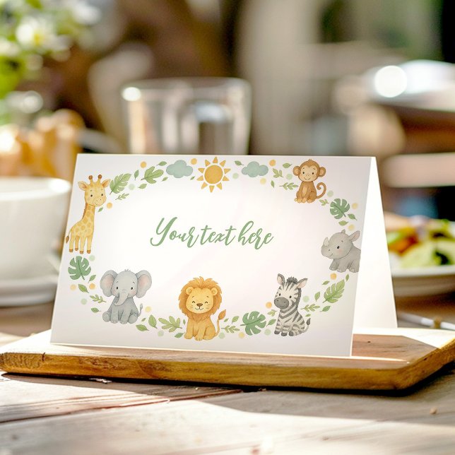 Wild One Jungle Animals Birthday Food Tent Place Card (Creator Uploaded)