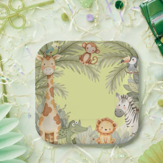 Wild One Jungle Animals Birthday Party Paper Plates