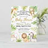 Wild One Jungle Animals Boy Baby Shower Invitation (Standing Front)